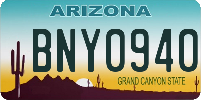 AZ license plate BNY0940