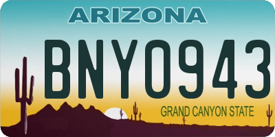 AZ license plate BNY0943