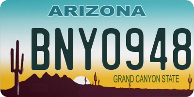 AZ license plate BNY0948