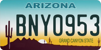 AZ license plate BNY0953