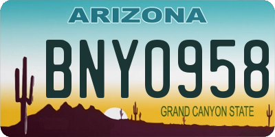 AZ license plate BNY0958