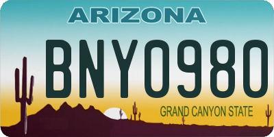 AZ license plate BNY0980