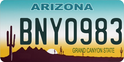 AZ license plate BNY0983