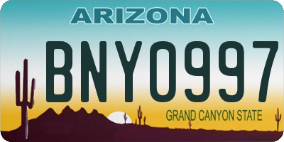 AZ license plate BNY0997