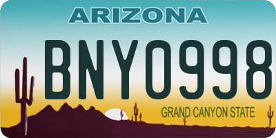 AZ license plate BNY0998