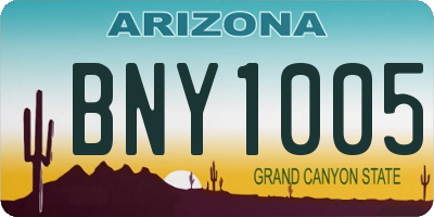 AZ license plate BNY1005