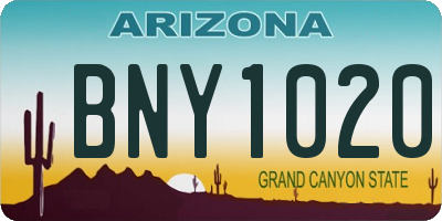 AZ license plate BNY1020