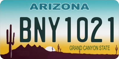 AZ license plate BNY1021