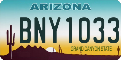 AZ license plate BNY1033