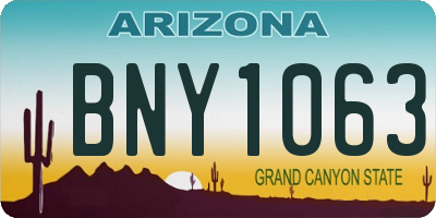 AZ license plate BNY1063