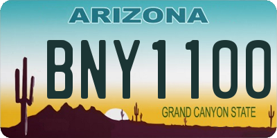 AZ license plate BNY1100