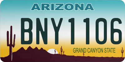 AZ license plate BNY1106