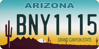AZ license plate BNY1115