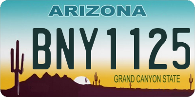 AZ license plate BNY1125