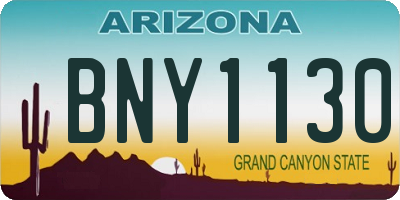 AZ license plate BNY1130
