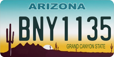 AZ license plate BNY1135