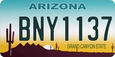 AZ license plate BNY1137