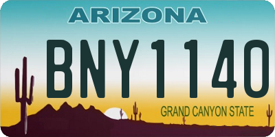 AZ license plate BNY1140
