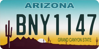 AZ license plate BNY1147