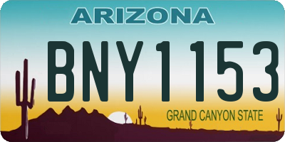 AZ license plate BNY1153