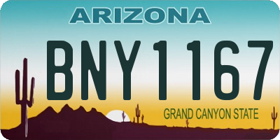 AZ license plate BNY1167