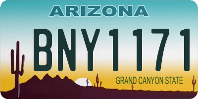 AZ license plate BNY1171