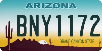 AZ license plate BNY1172
