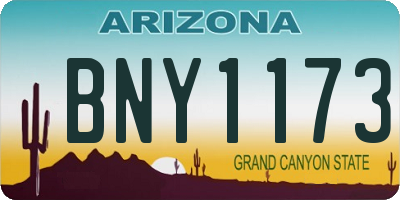 AZ license plate BNY1173