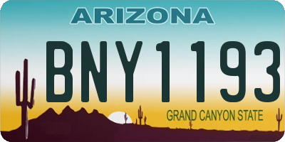 AZ license plate BNY1193