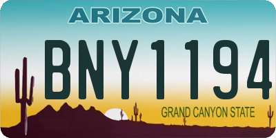 AZ license plate BNY1194