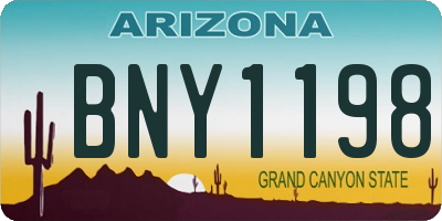 AZ license plate BNY1198