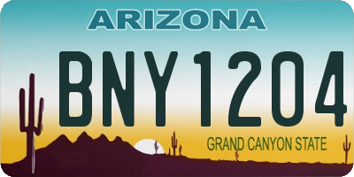 AZ license plate BNY1204