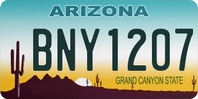 AZ license plate BNY1207