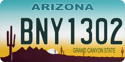 AZ license plate BNY1302