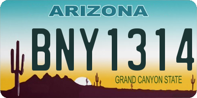 AZ license plate BNY1314