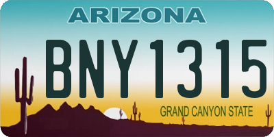 AZ license plate BNY1315