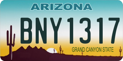 AZ license plate BNY1317