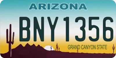 AZ license plate BNY1356