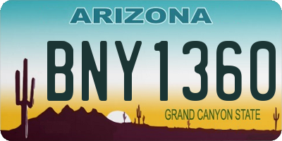 AZ license plate BNY1360