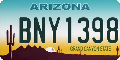 AZ license plate BNY1398