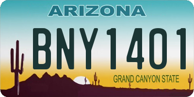 AZ license plate BNY1401