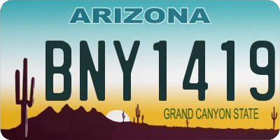 AZ license plate BNY1419