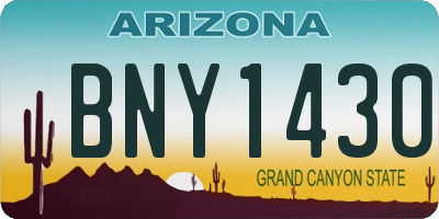 AZ license plate BNY1430