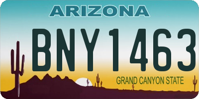 AZ license plate BNY1463