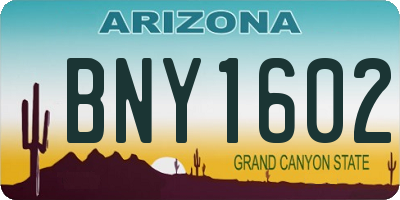 AZ license plate BNY1602
