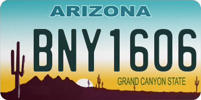 AZ license plate BNY1606