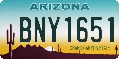 AZ license plate BNY1651