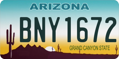 AZ license plate BNY1672