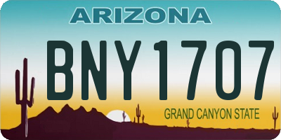 AZ license plate BNY1707