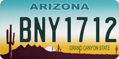 AZ license plate BNY1712